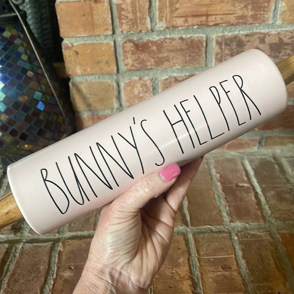 Rae Dunn Bunny's Helper Light Pink Rolling Pin
